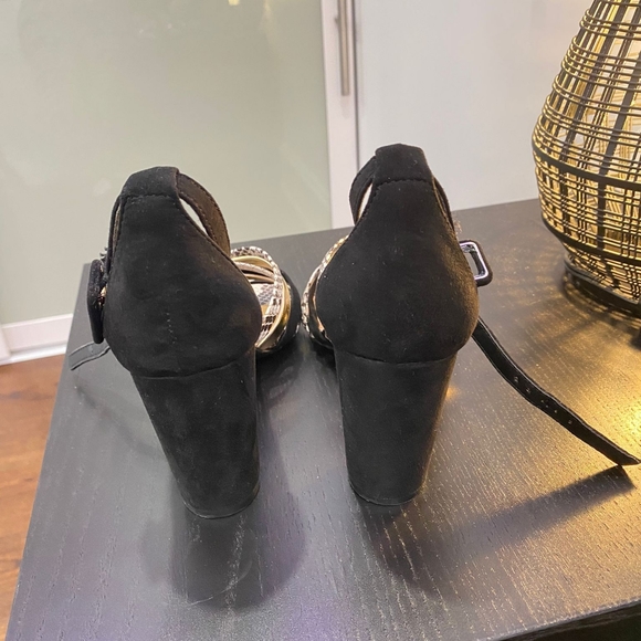 Snakeskin Open Toe Block Heels - Picture 3 of 4